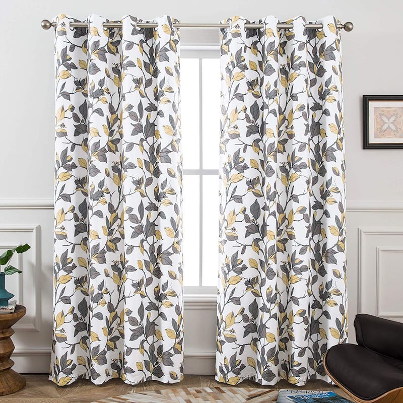 Carson Carrington Tanum Blackout Lined Window Curtain Panel Pair - 52" width x 84 " length - Yellow/Grey