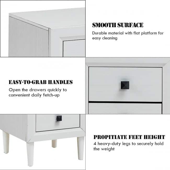 Versatile 2-Drawer Retro Bedside Table - Practical Nightstand for Any Room