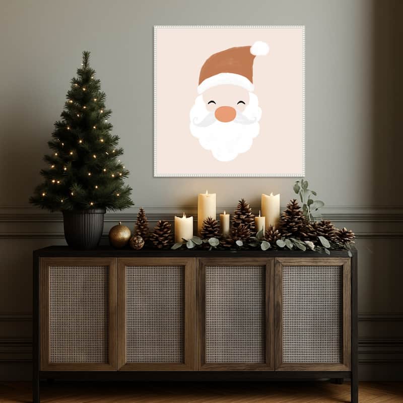 Santa by Orara Studio Framed Canvas Wall Art Print - Sylvie Beaded White
