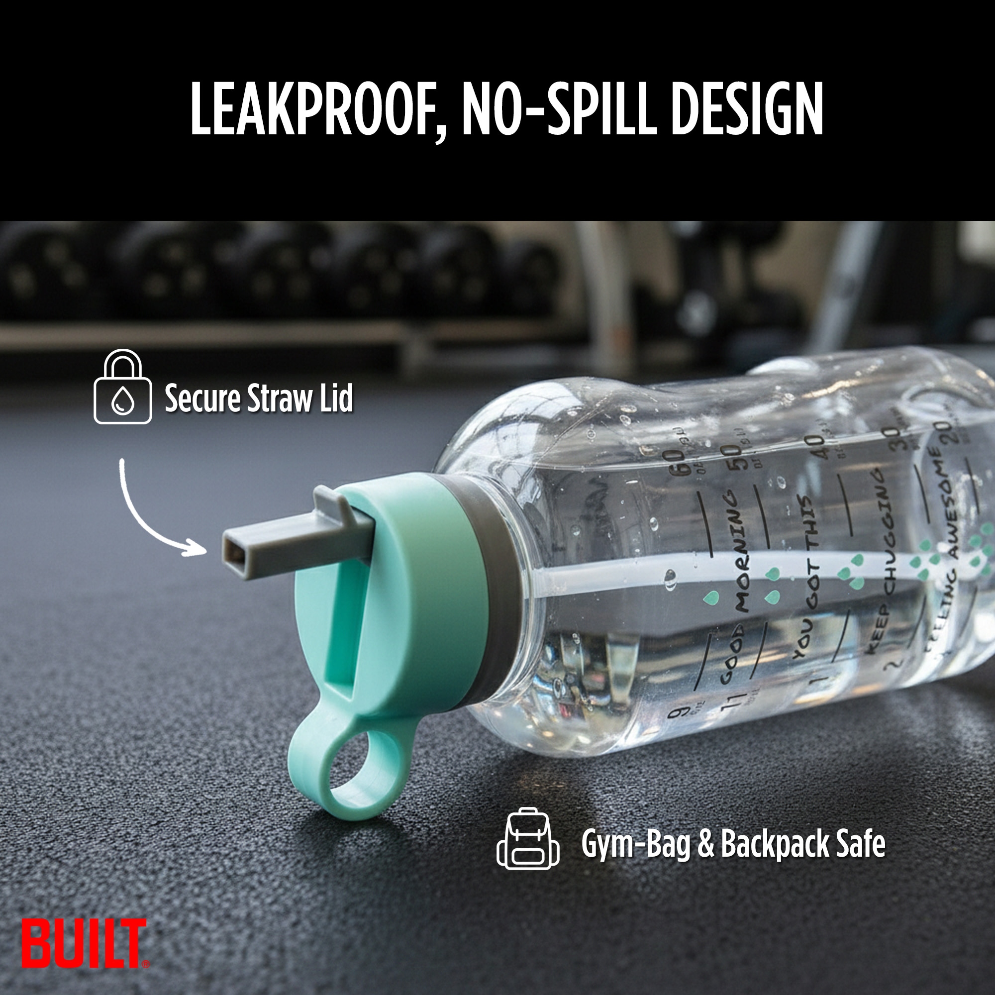 Byo 74 Oz Tritan Motivational Bottle - Black