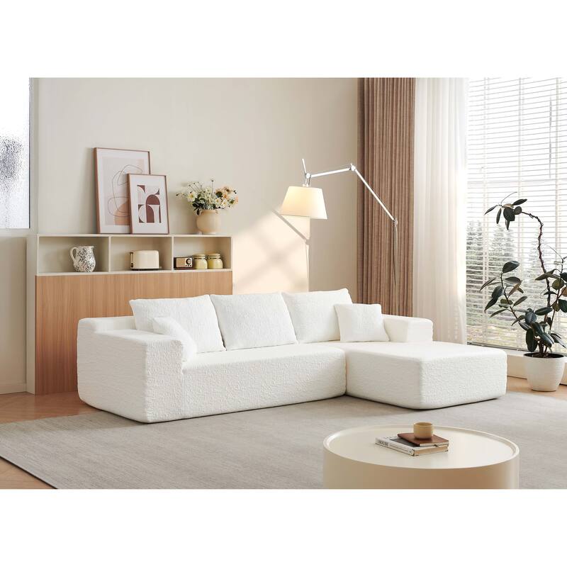 GDFStudio - 104" Cloud Modern Innovative Chenille Modular Sofa with L-Shape Chaise and Deep Seat, No Assembly Required