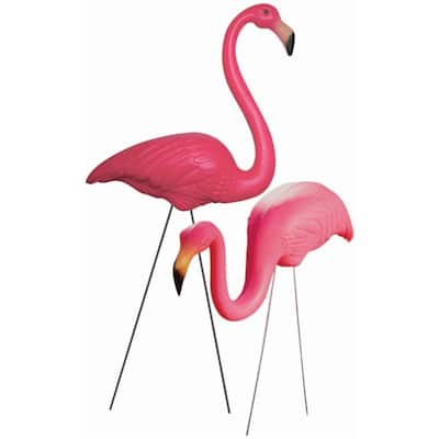 Union Products Outdoor Featherstone Flamingo Yard Lawn Ornament, Set of 2, Pink - 0.5
