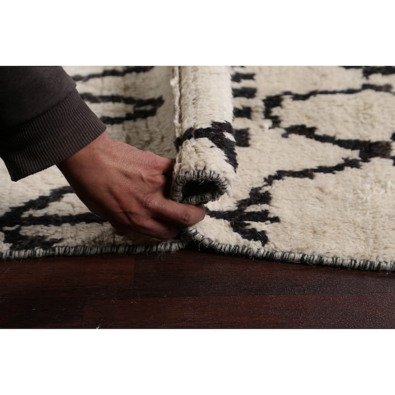 Geometric Moroccan Oriental Area Rug Hand-knotted Wool Carpet - 6'1" x 12'3"