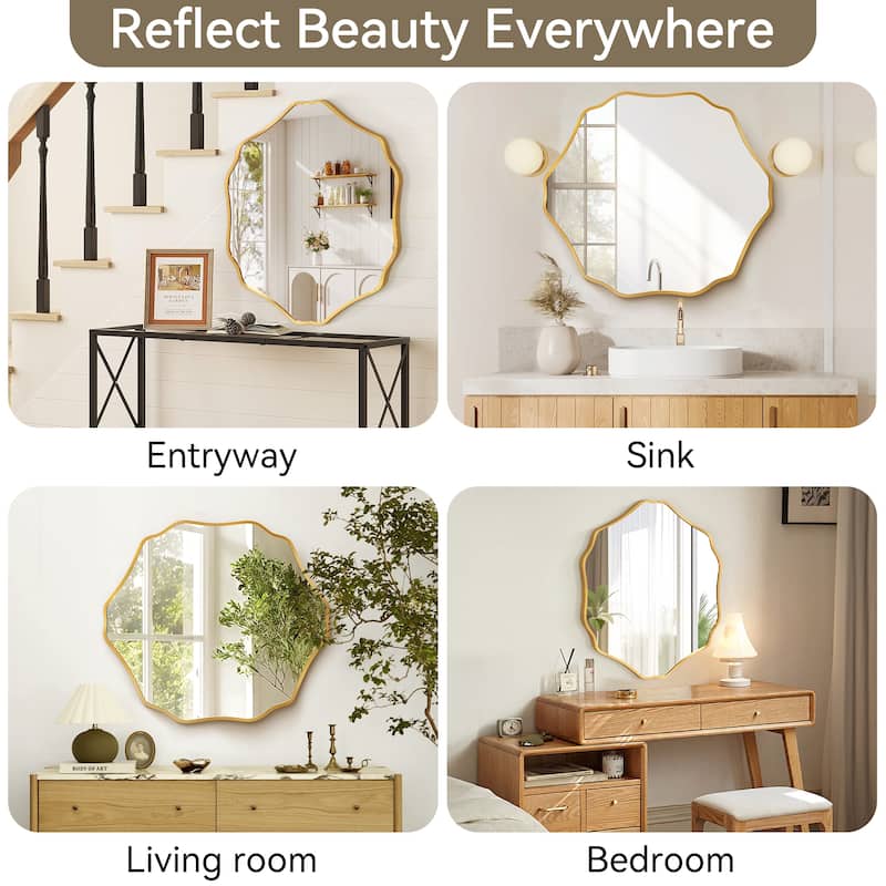 Unique Aluminum Alloy Framed Scallop Wall Mirror with Artistic Design