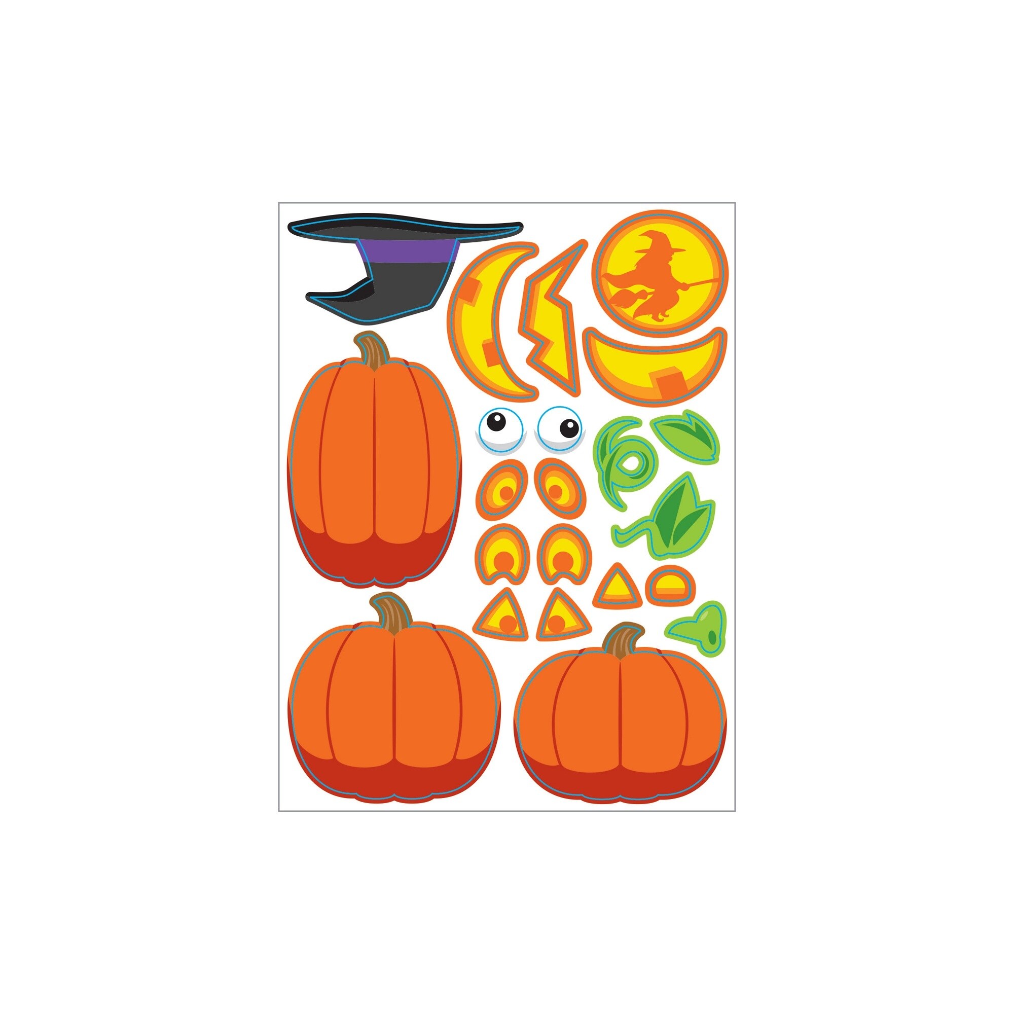 Shop Club Pack Of 48 Orange And Black Pumpkin Face Stickers 6 N