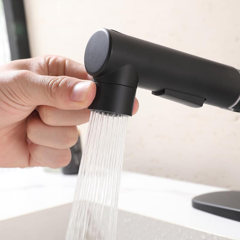 Single Handle Bathroom Sink Faucet with Pull Out Sprayer Stainless Steel Modern 1 Hole Pull Out Bathroom Basin Vanity Faucets