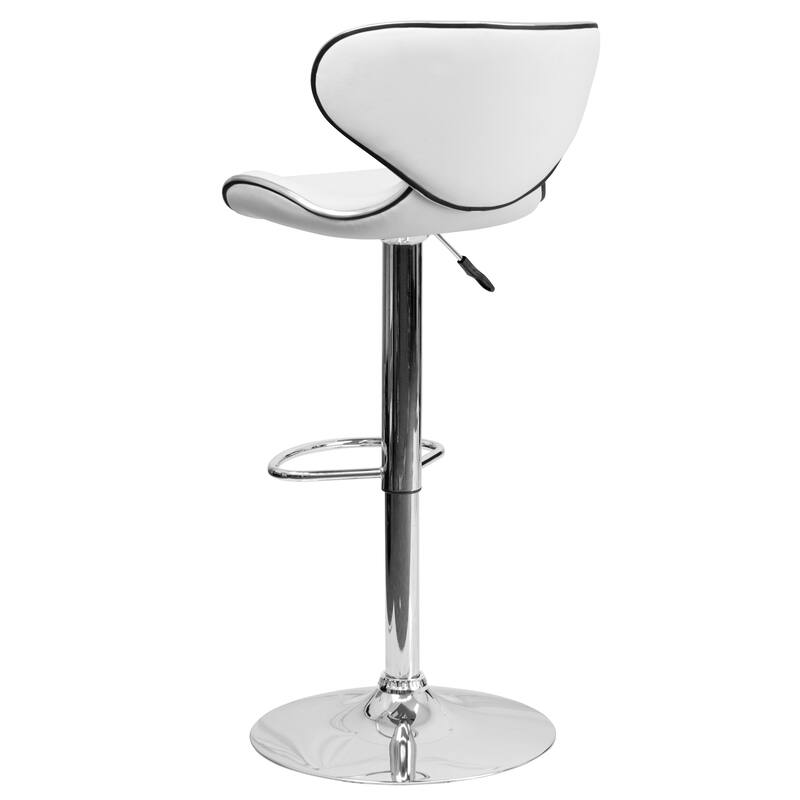 2 Pack Contemporary Mid-Back Vinyl Adjustable Height Barstool with Chrome Base - 16"W x 17.5"D x 34.5" - 43"H