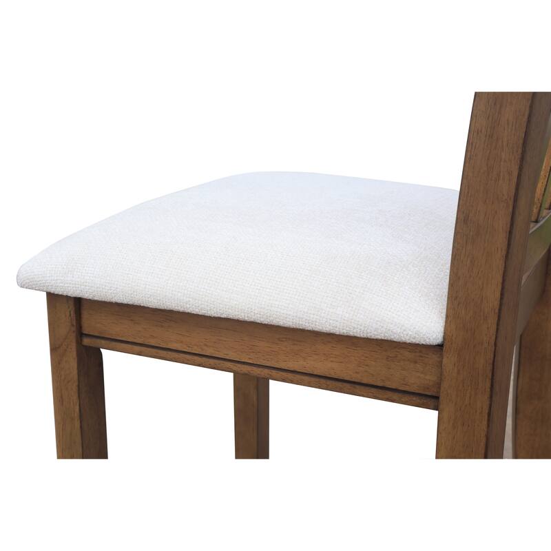 Dining Chairs Set of 2, Wooden Upholstered Kitchen Chairs, Breakfast Chairs with Slatted Back and Rubber Wood Frame