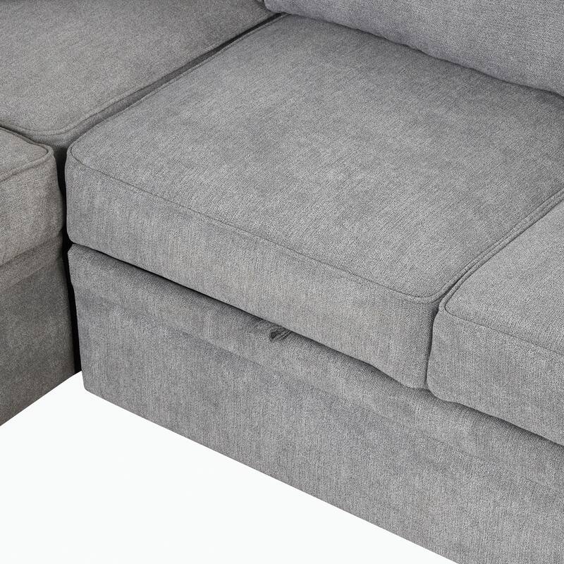 Modern 2 in 1 Pull Out sofa bed L Shape Couch with Storage Ottoman