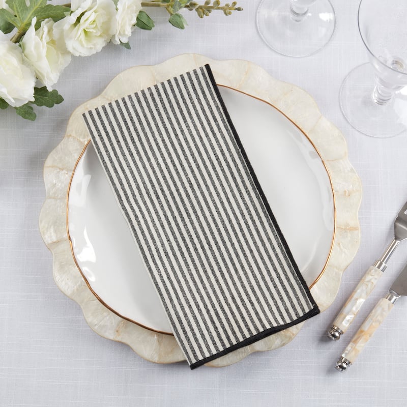 Striped Pattern Cotton Decorative Napkins (Set of 4) - Clean Woven Design for Dining and Entertaining, 20"x20"