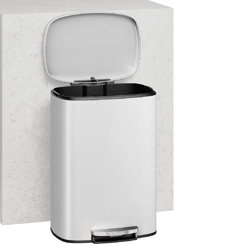 13.2 & 2.6 Gallon Kitchen Trash Can, Step-On Pedal Bins Combo Set