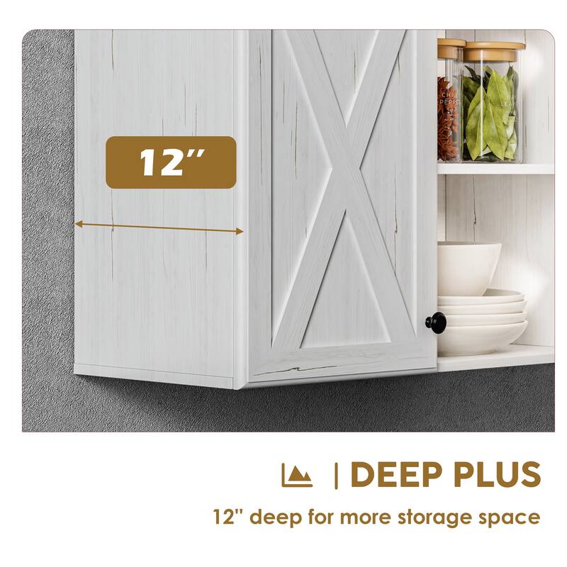 Farmhouse Wall Cabinet with 3 Doors and Shelves