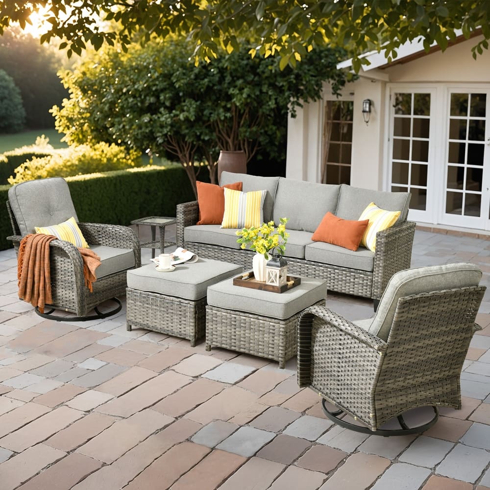 OVIOS 6-Piece Outdoor Wicker Lounge Set