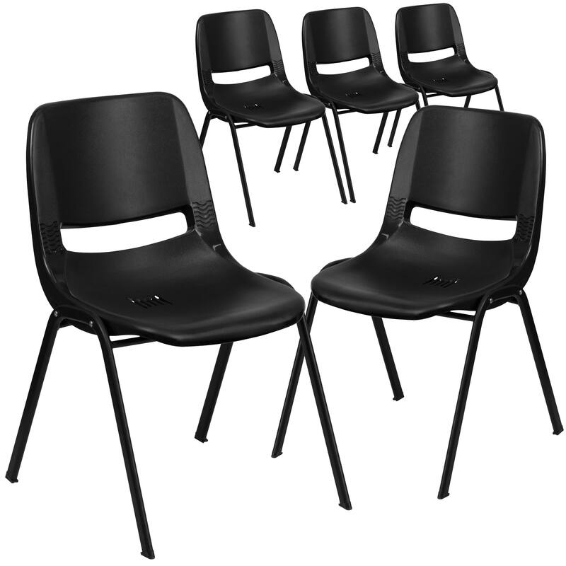 5 Pack 440 lb. Capacity Kid's Ergonomic Shell Stack Chair - 19.25"D x 15.25"W x 24.5"H