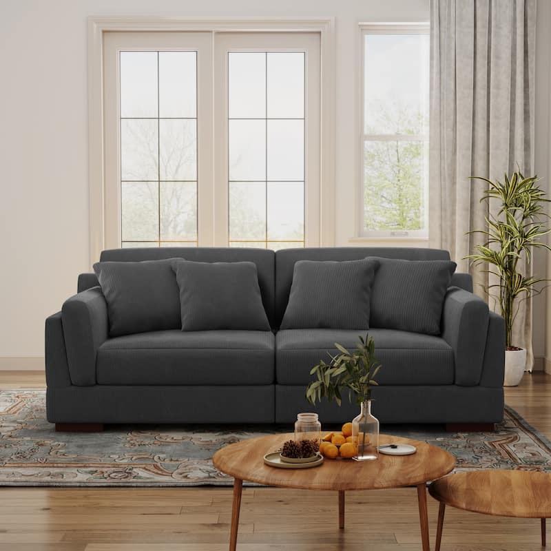 90.2"W Corduroy Upholstered Living Room Sofa