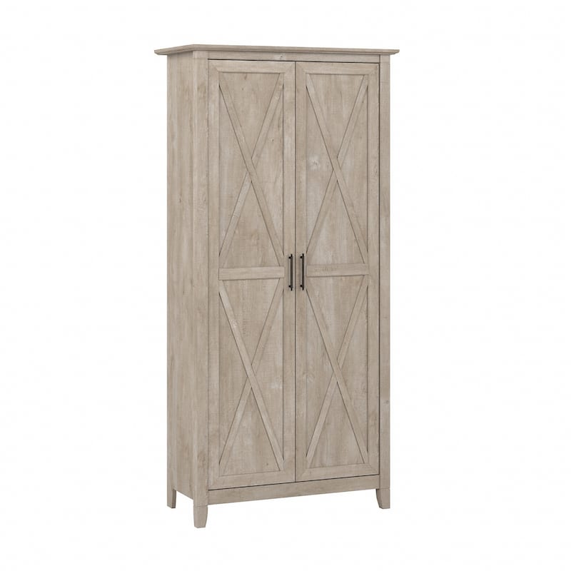 Key West Tall Bathroom Cabinet with Doors & Shelves by Bush Furniture
