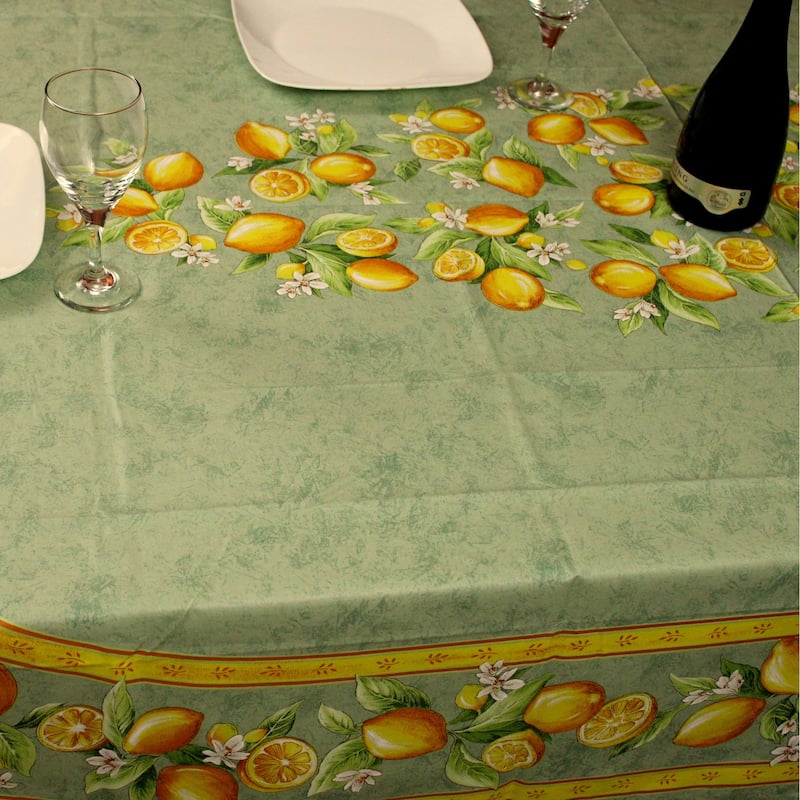 Wipeable Spill Resistant Provencal Cotton Cannes Collection Tablecloth