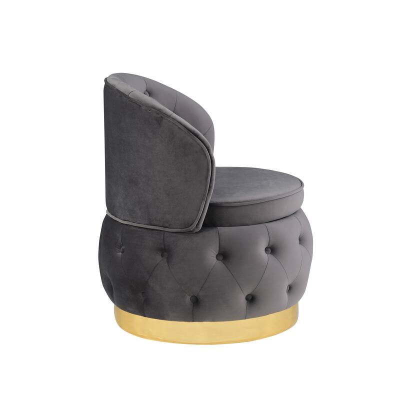 25.2" Velvet Swivel Barrel Chair with Storage