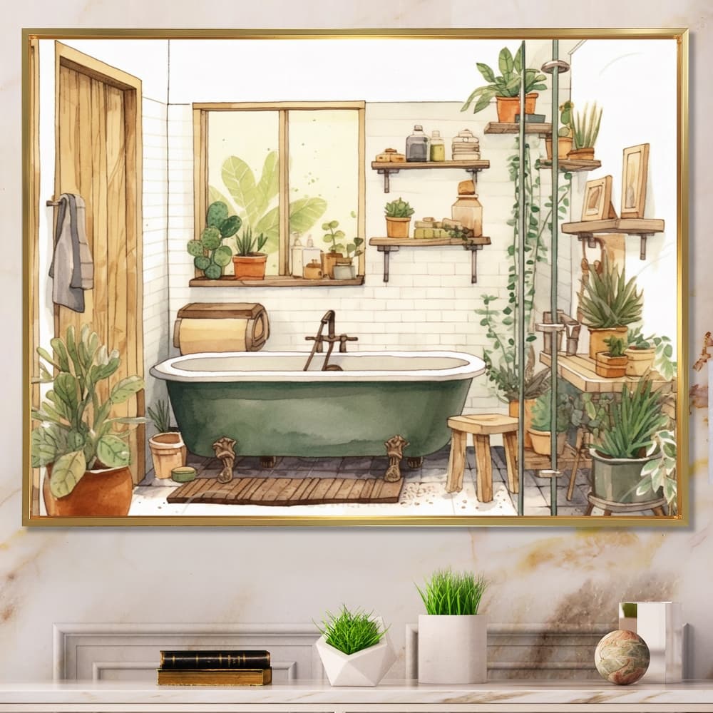 Designart "Natural Bathroom Decor XI" Bathroom Framed Wall Art Living Room