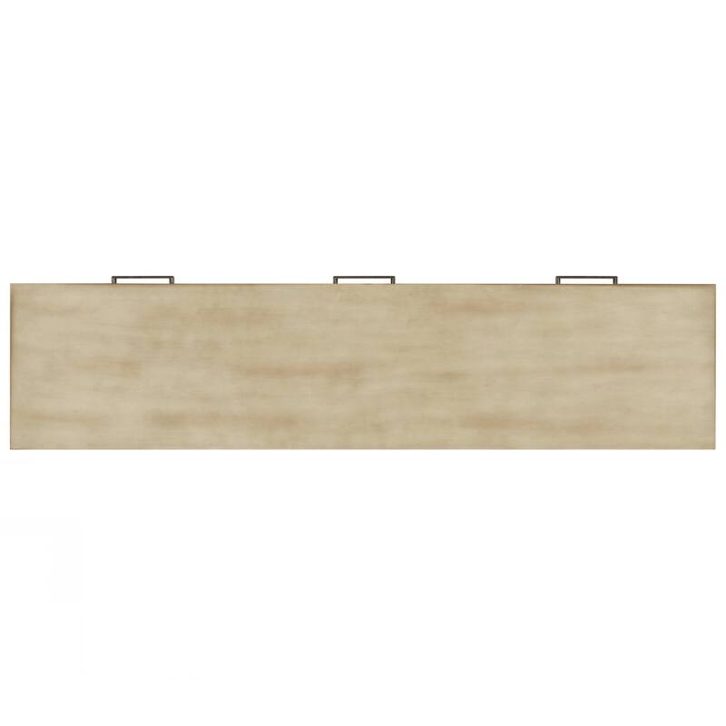 Farmhouse Entryway Table with 3 Drawers, Painted Console Table with Bottom Shelf & Iron Handles