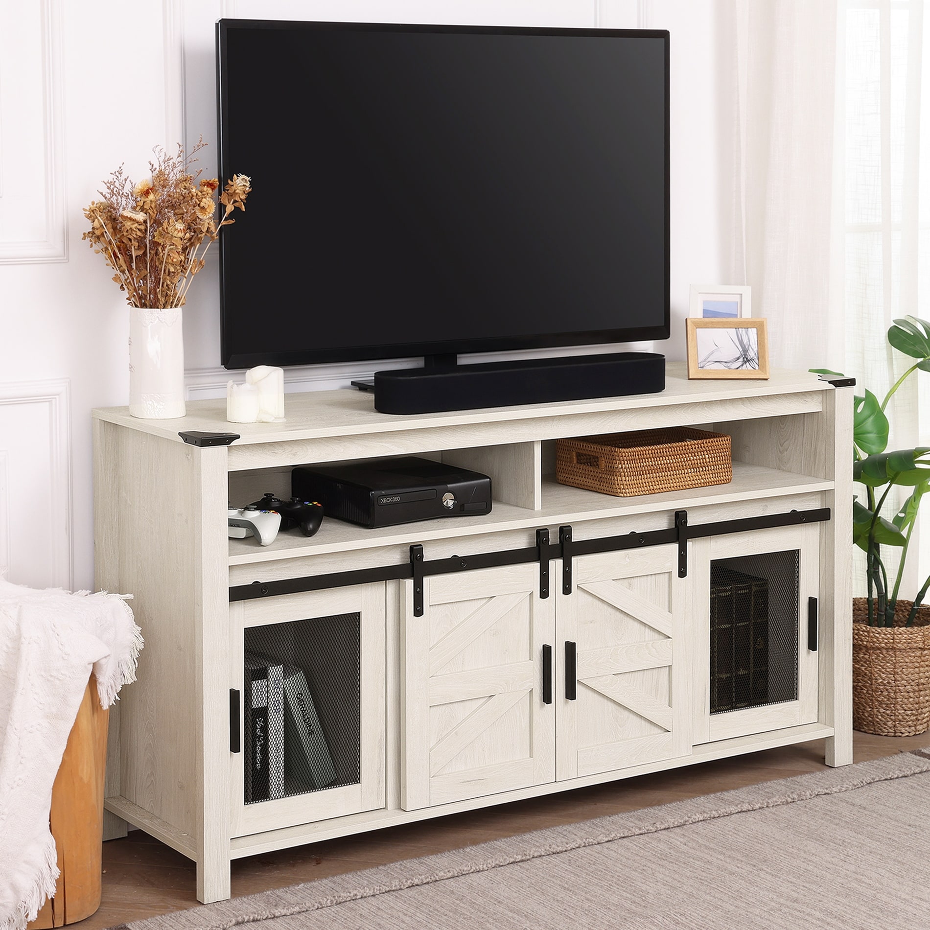 Farm door entertainment center sale