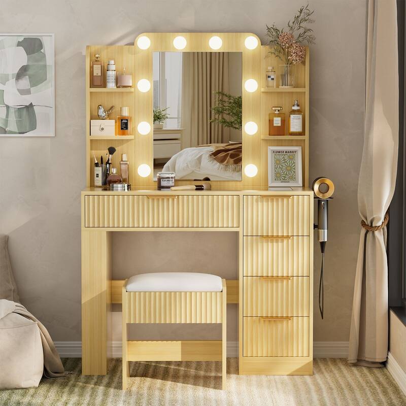 Meyreso Vanity Set With Lighted Mirror