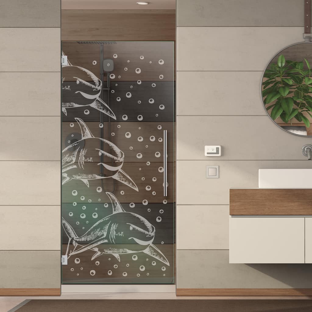 Swing Shower Door with Frosted Design