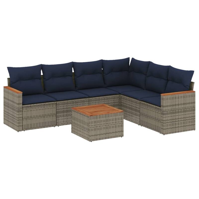 vidaXL Patio Sofa Set with Cushions Outdoor Conversation Furniture Poly Rattan - 24.4x 24.4x 27.2
