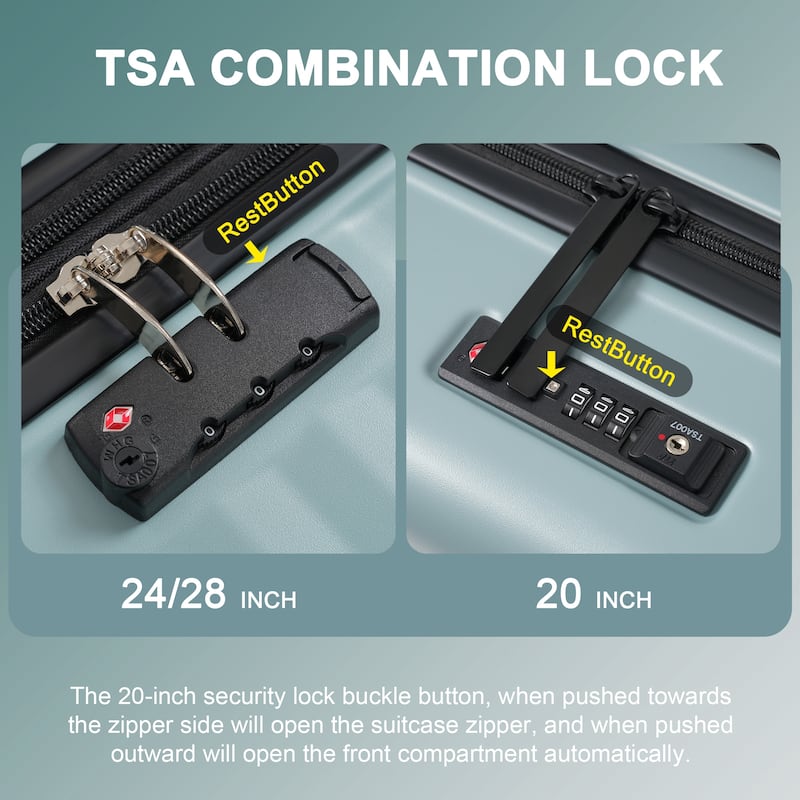 5 Piece ABS Hardside Lightweight Expandable Carry on Suitcase with Spinner Wheels TSA Lock USB Port Cup Holder and Toiletry Bag