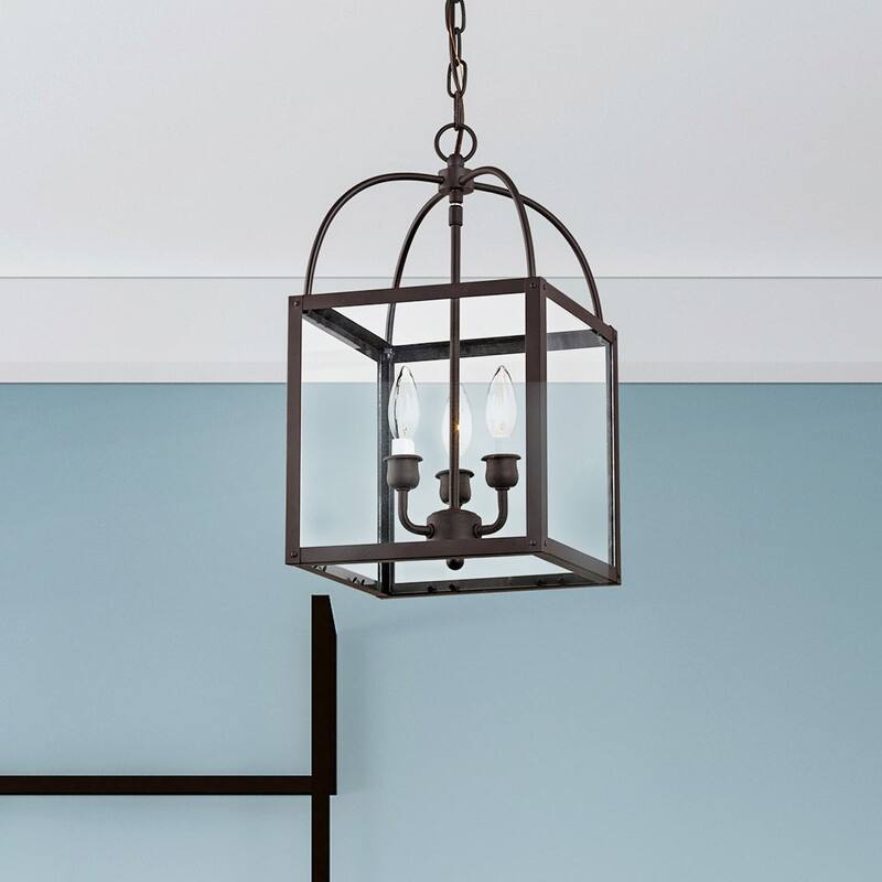 Livex Lighting 3-light Convertible Chain-hung/Ceiling-mount, 4037-07 - 10" SQ 16.5" H/10" SQ 18" H