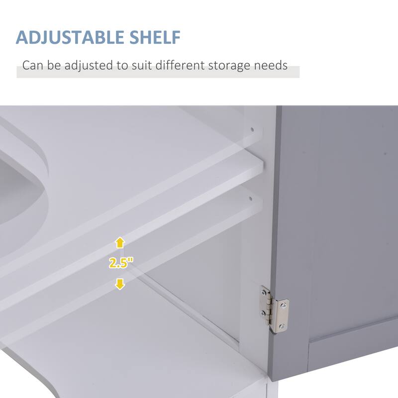 Bathroom Storage Cabinet with U-Shaped Design for Open Sink and Enclosed Storage - 23.5in L