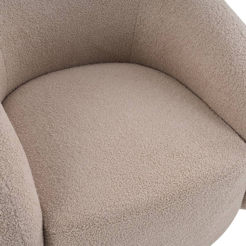 Christopher Knight Home - Aradia Contemporary Boucle Upholstered 360° Swivel Club Chair with Curved Backrest & Wooden Base