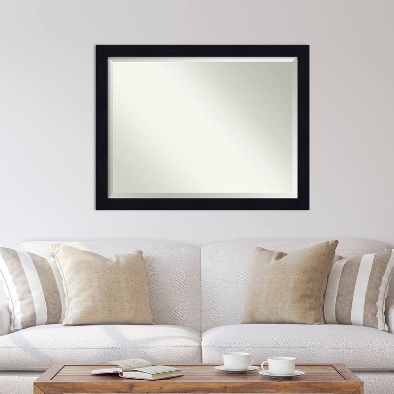 Beveled Wood Wall Mirror - Shiplap Navy Frame