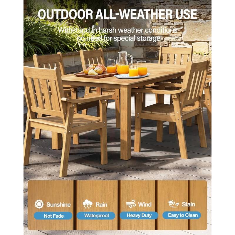 WINSOON 7-Piece HIPS All Weather Outdoor Patio Dining Sets with Umbrella Hole& Aluminum Frame,1-Table 6-Chairs