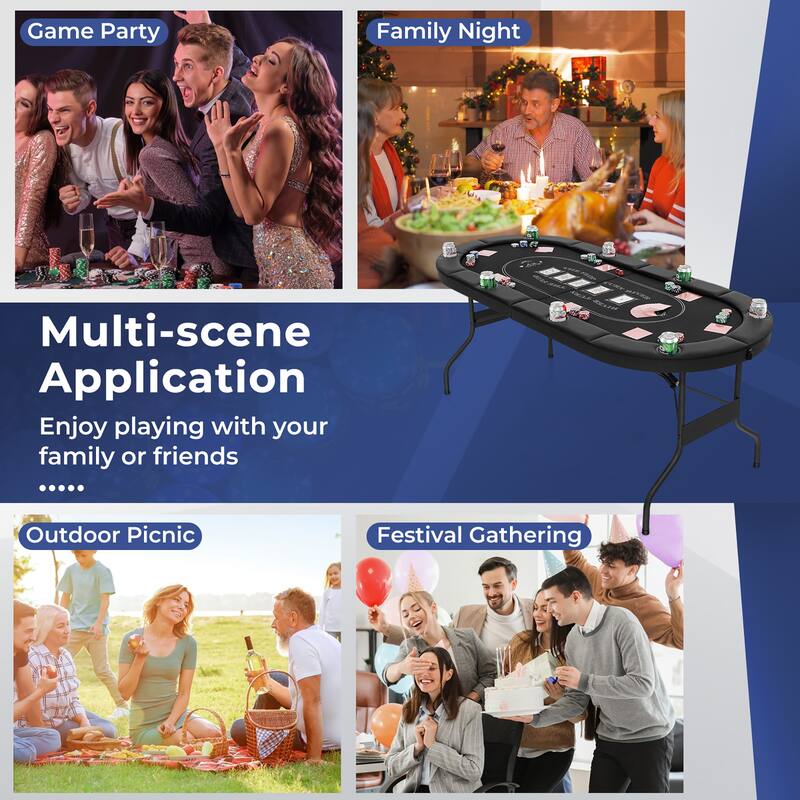 Gymax 8 Player Foldable Poker Table Portable Folding Texas Holdem