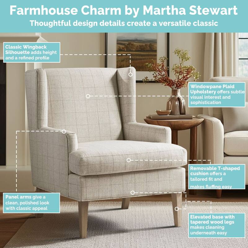 Martha Stewart Decker Plaid Wingback Armchair