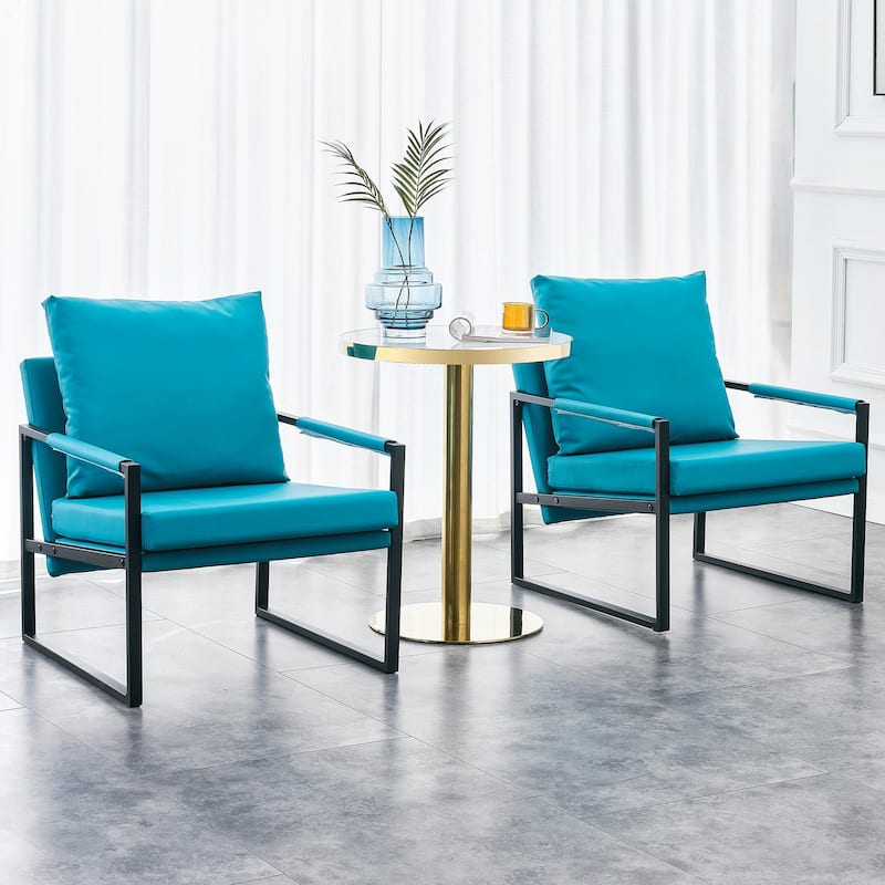 Ouyessir Set of 2 Modern Velvet Accent Chair Linen Sling ArmChair