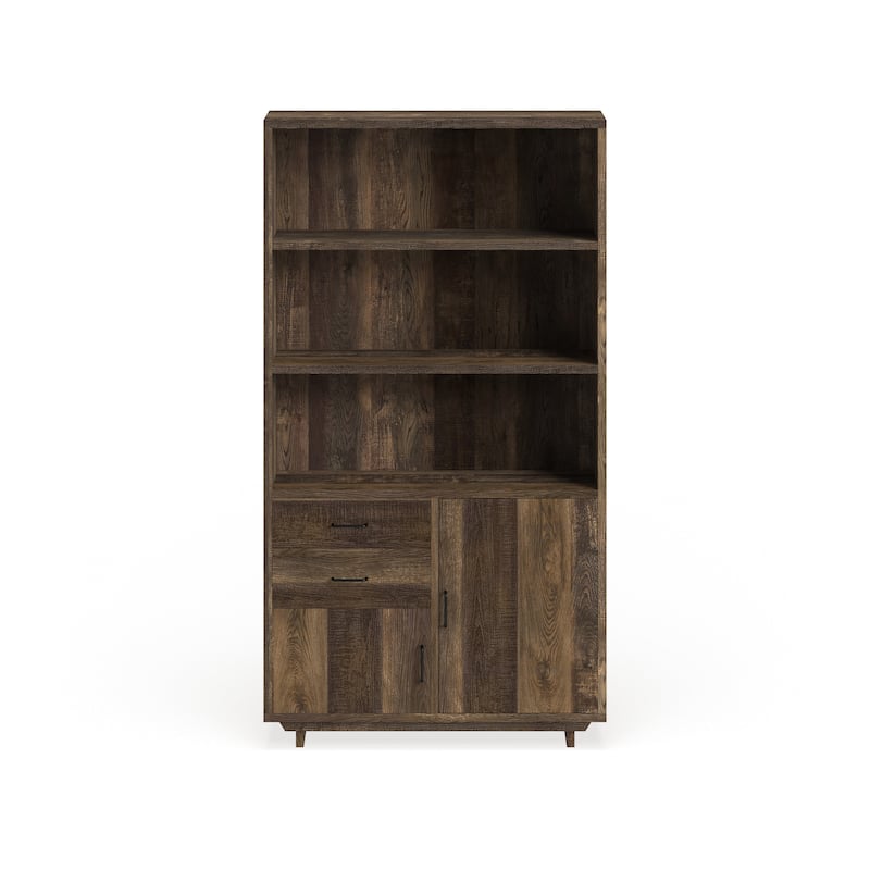 Jart Country Oak Multi-storage Bookshelf with Drawers by Furniture of America