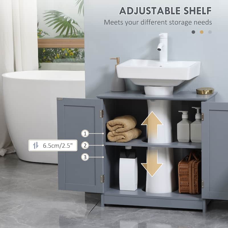 HOMCOM Under Sink Bathroom Cabinet with 2 Doors and Shelf, Pedestal Sink Bathroom Vanity Cabinet