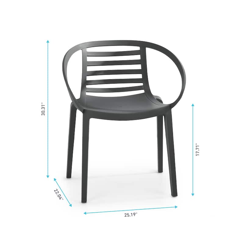 WRGHOME Modern Stacking Patio Dining Armchairs Indoor/Outdoor (Set of 2) - 30.31'' H X 25.19'' W X 22.04'' D