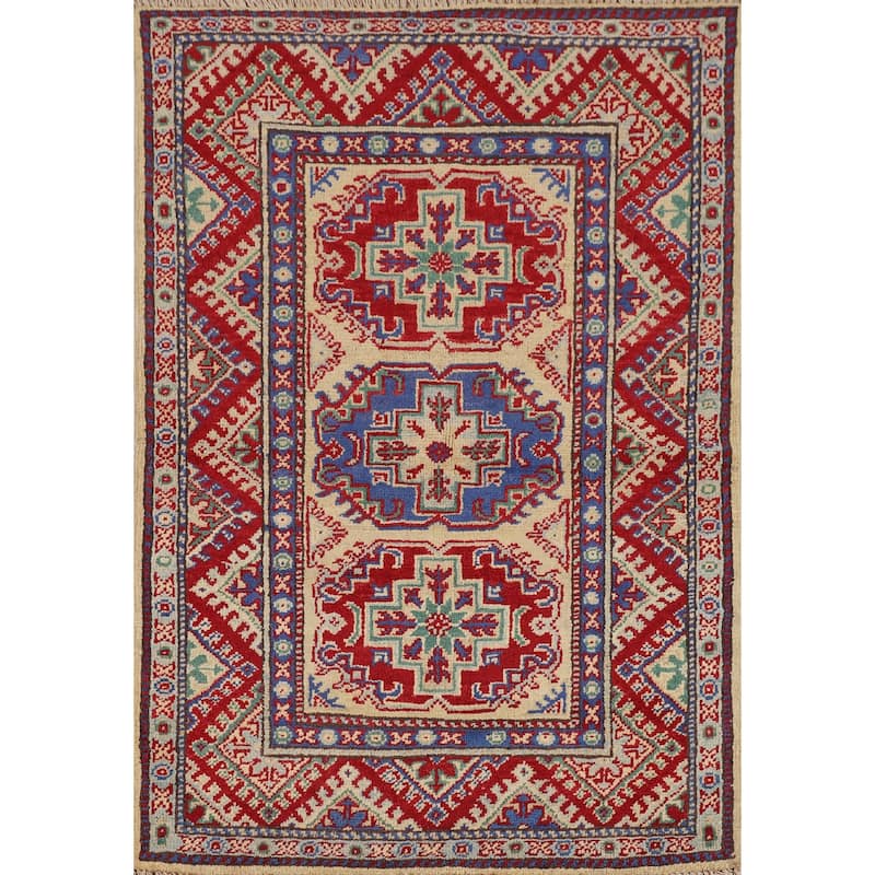 Kazak Accent Rug Handmade Oriental Wool Carpet - 2'8" x 4'0"