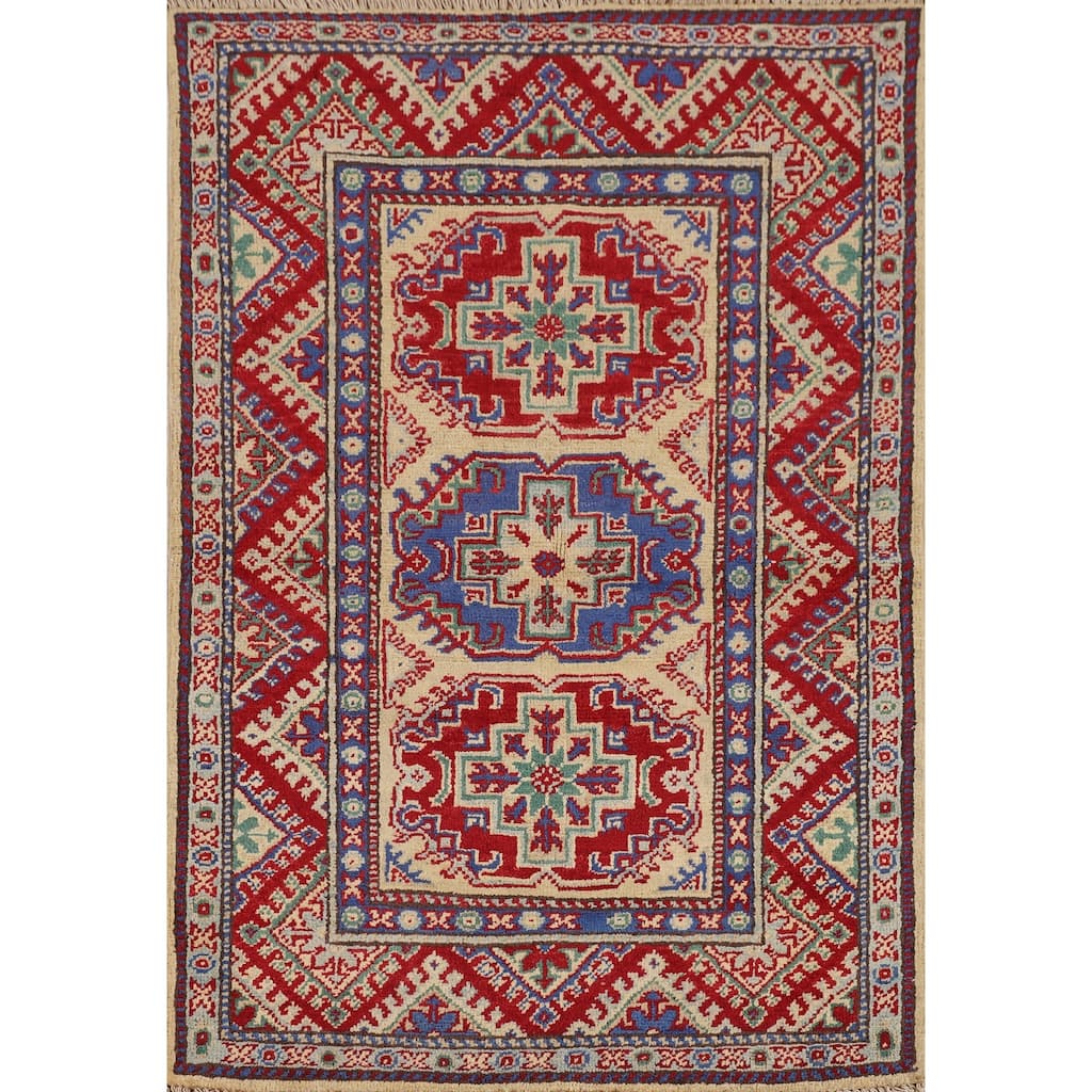 Kazak Accent Rug Handmade Oriental Wool Carpet - 2'8" x 4'0"