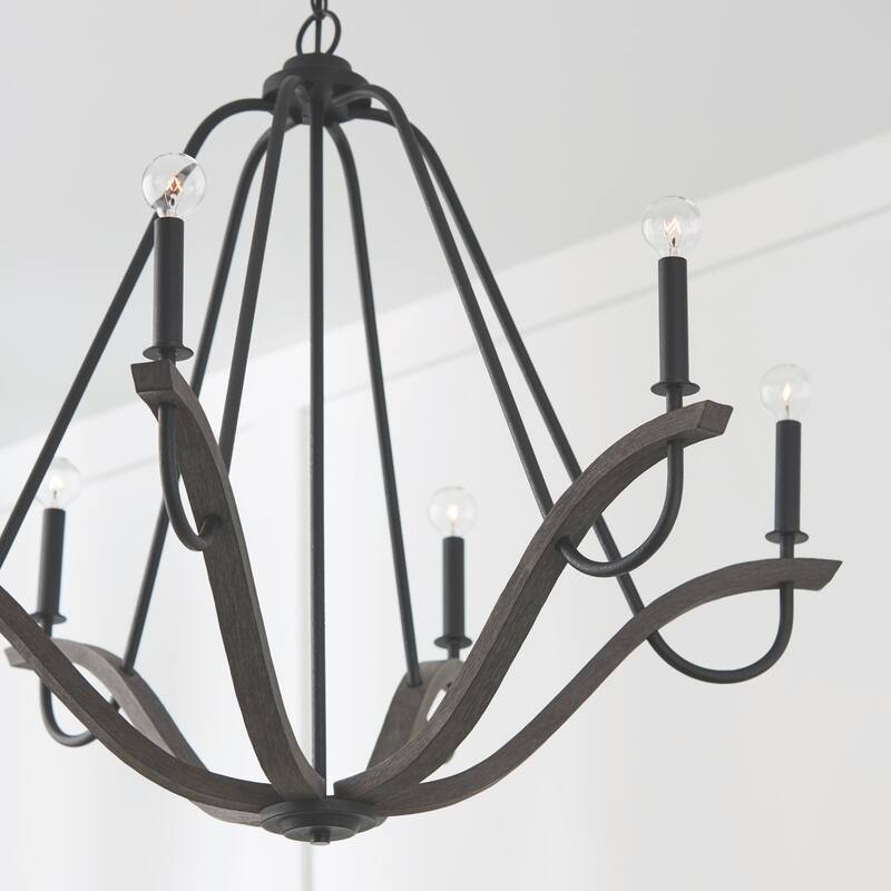 Clive 6-light Carbon Grey & Black Iron Chandelier