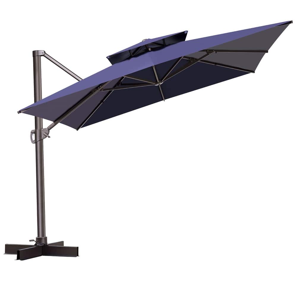 VredHom 11 Ft Patio Cantilever Offset Umbrella with Double Top