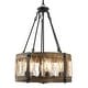 preview thumbnail 9 of 9, Farmhouse 5-Light Drum Wood Chandelier Rustic Lights for Dining Living Room - D19"x H 27"