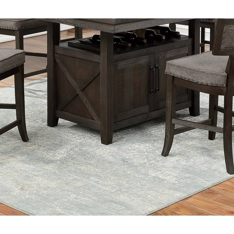 Dining Room Furniture Counter Height Dining Table w Butterfly Leaf Rustic Espresso Table w Storage Base 1pc Dining Table