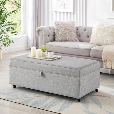 Modern Large Comfort Sofa Ottoman with Storage, Modular Sectional Storage Ottoman With Wheels For Living Room