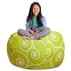 preview thumbnail 193 of 192, Kids' Stuffed Animal Storage Bean Bag Chair Cover or Toy Organizer 48 Inches Extra Large - Pattern Swirls Lime and White