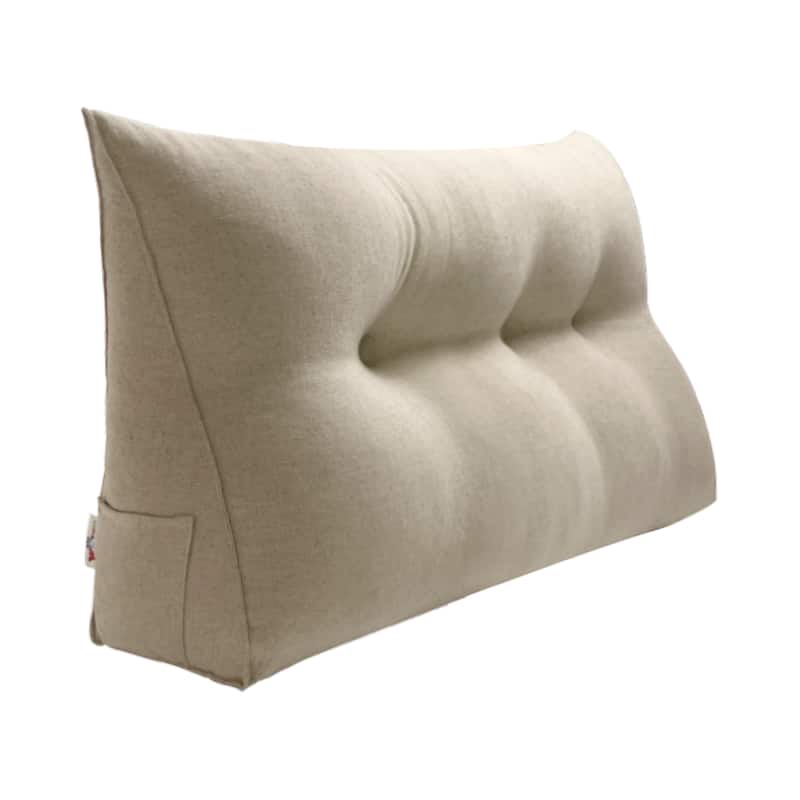 WOWMAX Bed Rest Wedge Reading Pillow Headboard Back Support Cushion - Twin - Cotton Linen
