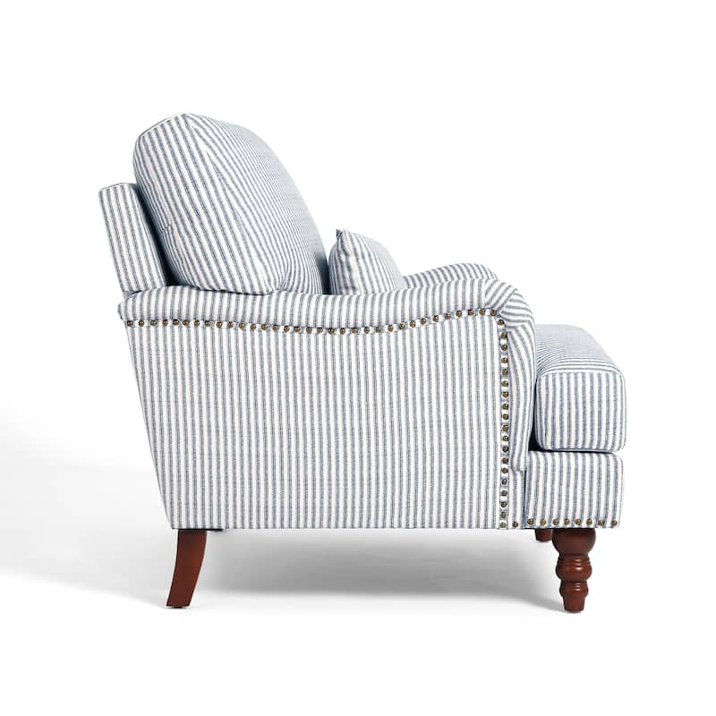 Mid Century Chenille Upholstered Accent Chair with Nailhead Trim